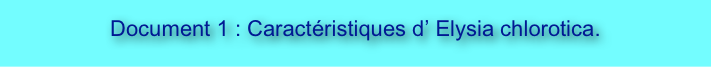 
Document 1 : Caractéristiques d’ Elysia chlorotica.


